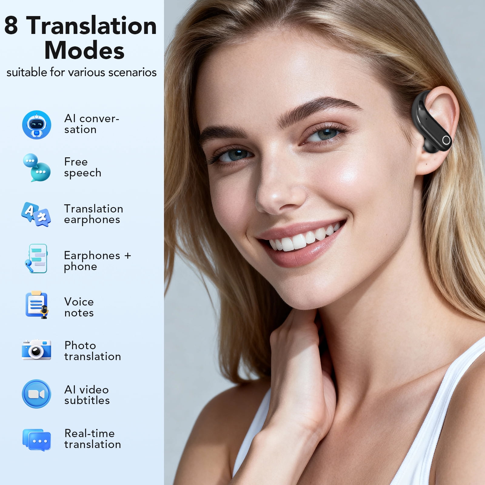HTC NE61 Heart Rate Earbuds Wireless Open Ear Earbuds with Touch Screen AI Translation Headphones Noise-Cancelling Earphones