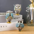 thumbnail image 4 of Yellow Owl Ornament Set of 3，Resin Statue for Elegant Home and Office Decor - Perfect for TV Cabinet, Porch, Bookshelf, Living Room, and Entryway - Ideal Tabletop Accent for Christmas, 4 of 4