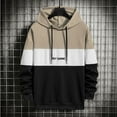 thumbnail image 2 of BXINGOHAI Mens Fashion Hoodies Sweatshirts Casual Color Block Hooded Sweatshirt Athletic Running Long Sleeve Pullover Shirts With Kangaroo Pocket Drawstring Clearance Sale Brown,XXXL, 2 of 3