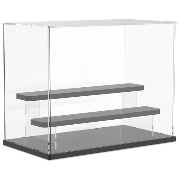 Keyohome Clear Acrylic Display Case with Self Assembly Ladder Inside Dustproof Protection Showcase for Handmade Toy Collection