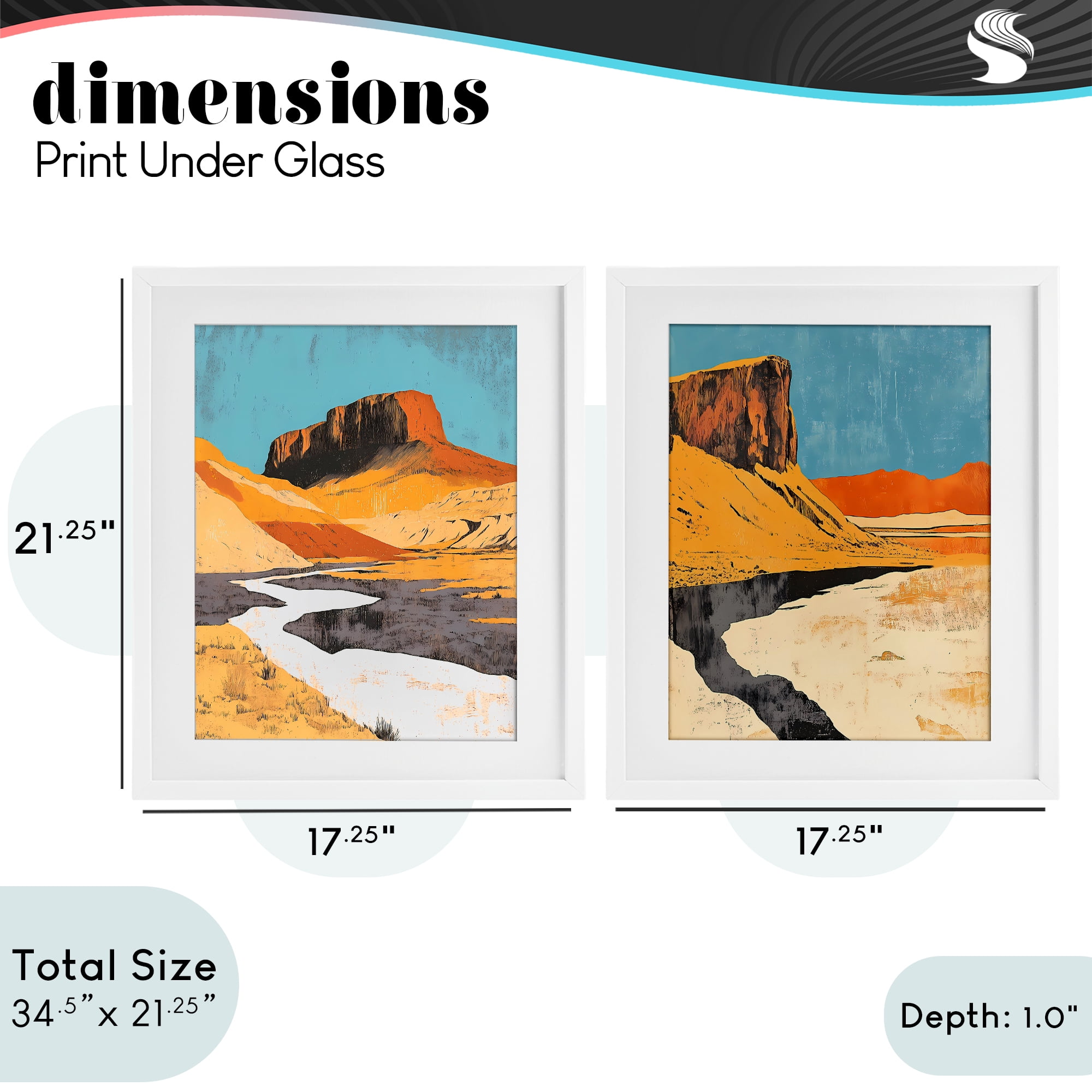 Stupell Industries Desert Canyon Pass 2 Piece White Framed Print Under Glass Set, design by Walker Noble