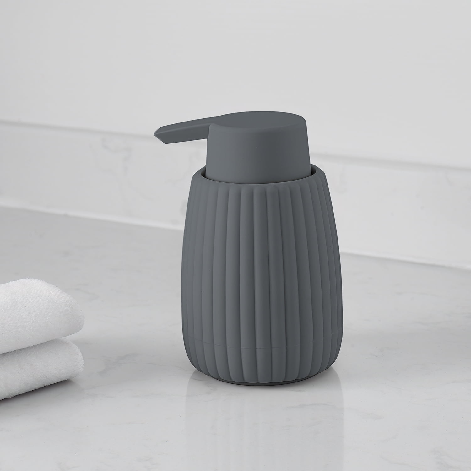 Mainstays Rubberized Plastic Ribbed Soap Pump, Grey