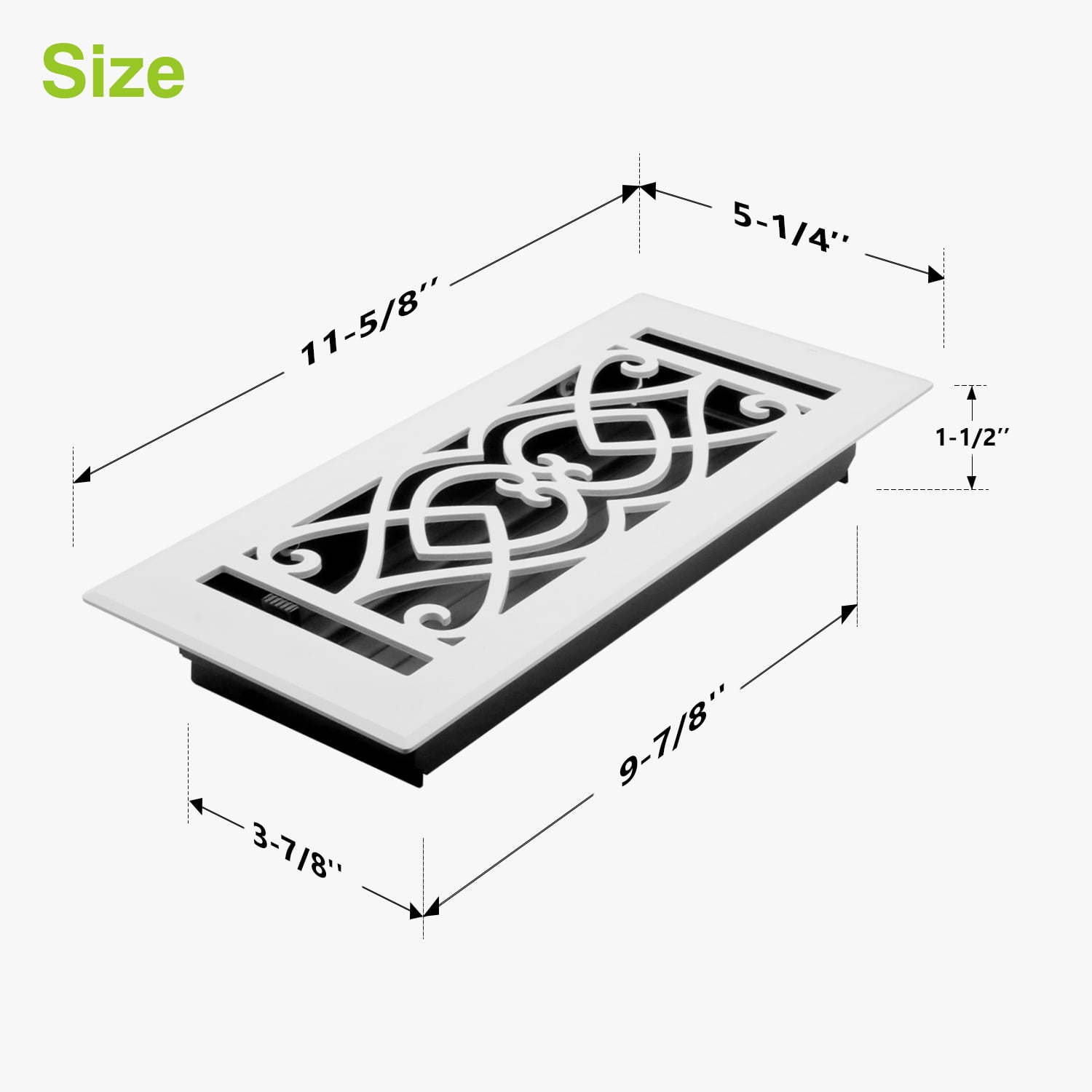 Naiture Stainless Steel Floor Register, Heavy Duty Rust-Resistant Floor Vent Cover, Metal Damper or Lever, Victorian Style Grille Floor Vent, Duct Size 4" X 10", Matte White Finish