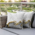 thumbnail image 5 of Pack of 2 Outdoor Pillow Covers,Waterproof Gray Gold Marble Throw Pillow Covers,Modern Abstract Marble Crack Texture Decorative Pillowcases Cushion Covers for Couch Pillow Sham Protector 18x18 Inch, 5 of 8