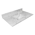thumbnail image 3 of 31-Inch Carrara White Engineered Stone Vanity Top with Undermount Ceramic Sink, 3 Faucet Holes & Backsplash for Modern Bathroom Cabinets, 3 of 9