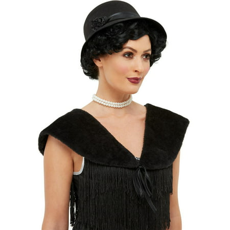 Roaring 20s Flapper Black Hat And Stole Costume Accessory