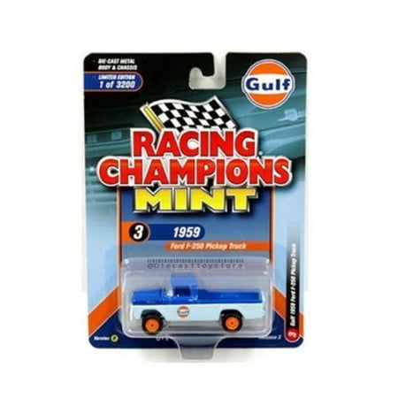 1996 Ford F250 Pickup Truck - NEW DIECAST TOYS CAR RACING CHAMPIONS 1:64 MINT GULF 1959 FORD F-250 PICKUP TRUCK BLUE/LIGHT BLUE RCSP009-24