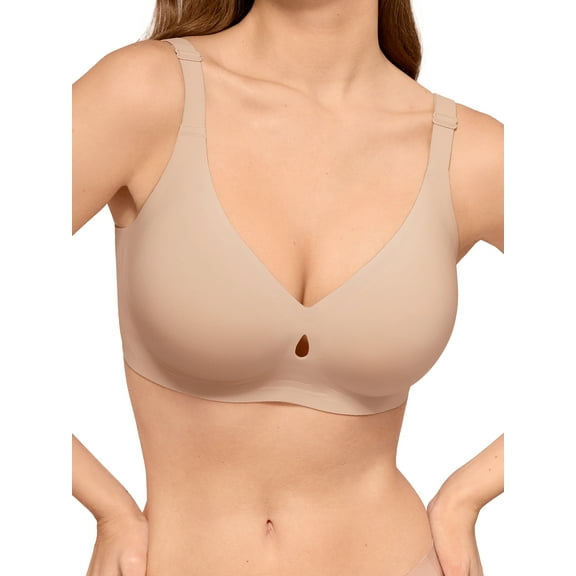 LUCKMEEY Wireless Bras for Women Seamless Full Coverage Push up Everyday Bra Plus Size