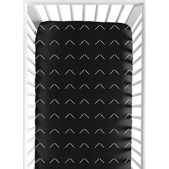 Sweet Jojo Designs Black and White Boho Arrow Boy or Girl Fitted Crib Sheet Baby or Toddler Bed Nursery - White Black Bohemian Tribal Southwest Chevron Geometric Herringbone Woodland Gender Neutral