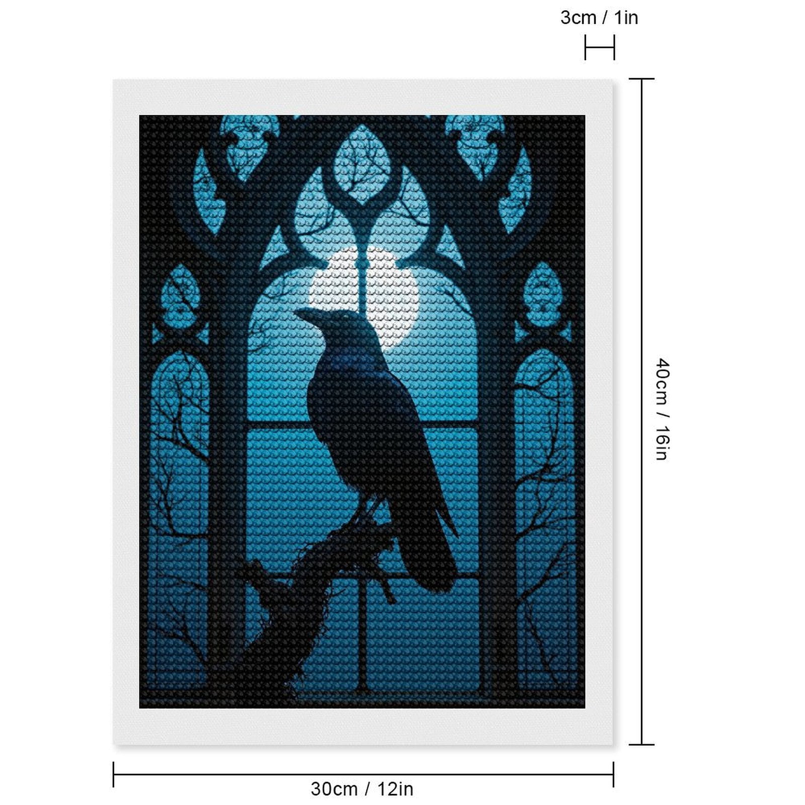 Diamond Art Kits for Adults, Gothic Moonlit Raven Silhouette 5D Diamond Painting Kits for Adults Beginners, DIY Full Drill Diamond Painting, Gem Art and Crafts 12x16