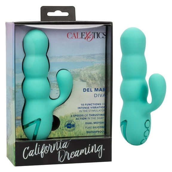 California Dreaming Del Mar Diva Rabbit Vibrator, Blue