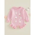 thumbnail image 5 of RUINIXCW Baby Girls Fall Knit Romper Fashion Duck Embroidery Crew Neck Long Sleeve Sweater Jumpsuit, 5 of 9