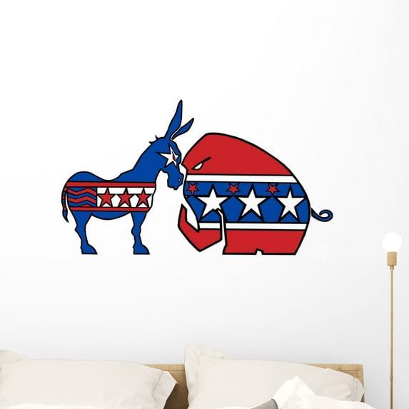Political Face off Wall Decal by Wallmonkeys Peel and Stick Graphic (36 in W x 21 in H) WM165590