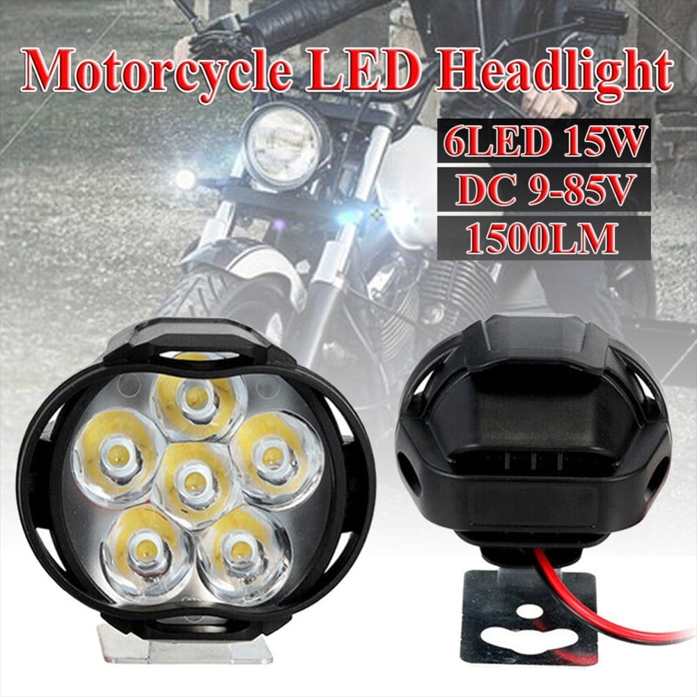 2pcs 15W 12V 6LED Headlight Headlamp Bulb Fog Light For Motorcycle Car E-bike