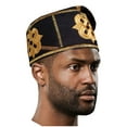 thumbnail image 3 of Black and Gold Embroidered African Hand woven Aso Oke Hat, 3 of 5