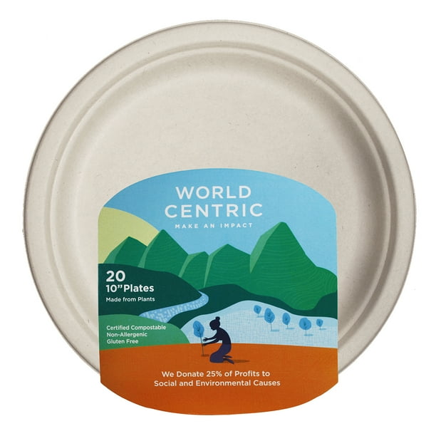 World Centric Compostable Wheat Straw Plates, 10", 20 Count Walmart