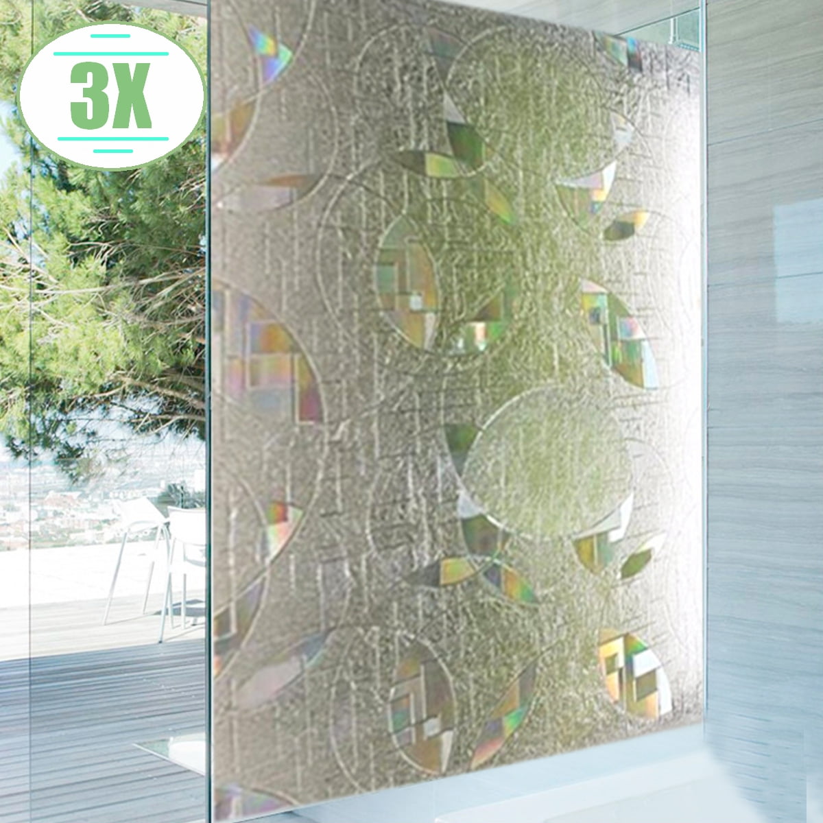 3D PVC No-Glue Static Window Film Frosted Glass Wall Stickers DIY Decor Kits
