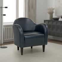 Fox Hill Trading Max Barrell Chair, Blue Faux Leather