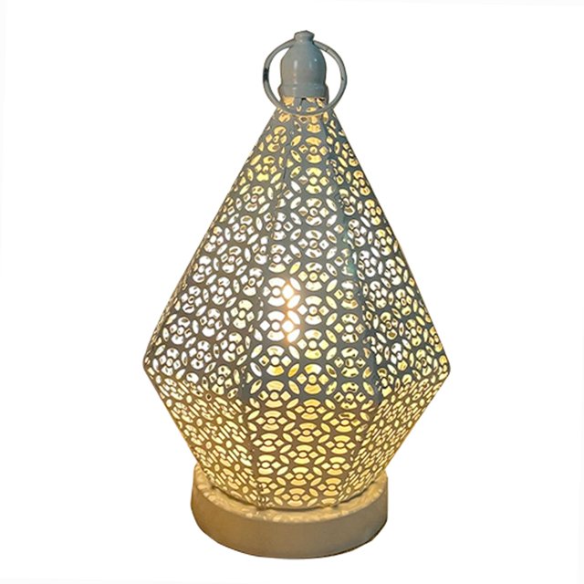 Lámpara de escritorio Sunnimix de hierro Luz de escritorio Interior Exterior Linterna marroquí 13x13x22.5cm diamante