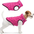 thumbnail image 2 of AiryVest Flexible Cold Weather Dog Jacket | Lightweight Reversible Warm Dog Jacket - Water Resistant Windproof Puffer Jacket | Insulated Dog Coats for Medium , Small & Large Dogs | Pink-Black, 2 of 7