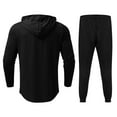 thumbnail image 3 of Men‘s Pure Color Lightweight Sweat Absorption Sports Long Sleeve Pullover Sweatshirt Set, 3 of 6