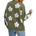 thumbnail image 3 of Women's Floral Print Cardigan Long Sleeve Open Front Button Down V Neck Knitted Sweaters Green S, 3 of 7