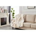 thumbnail image 5 of Cozy Luxury Chinchilla Faux Fur Throw Blanket, Fuzzy Gilded Dust Blanket, Warm Decorative Blanket for Bed, Sofa, Couch,  White+Gold, 60" x 80", 5 of 6