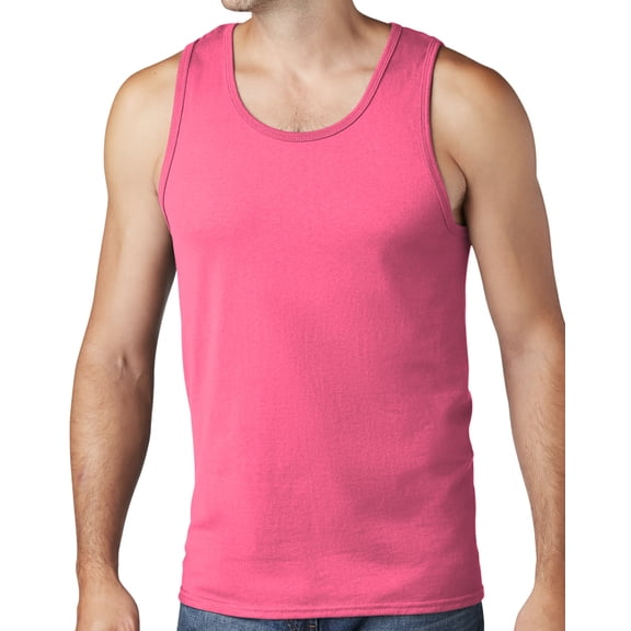 Men's Core Value Mid-weight Tanktop, Medium Neon Pink
