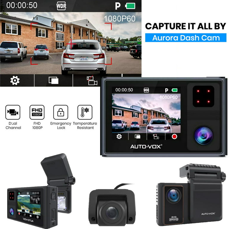 Auto-Vox Portable Dash Cam Wifi Car Recorder Camera Front and Rear