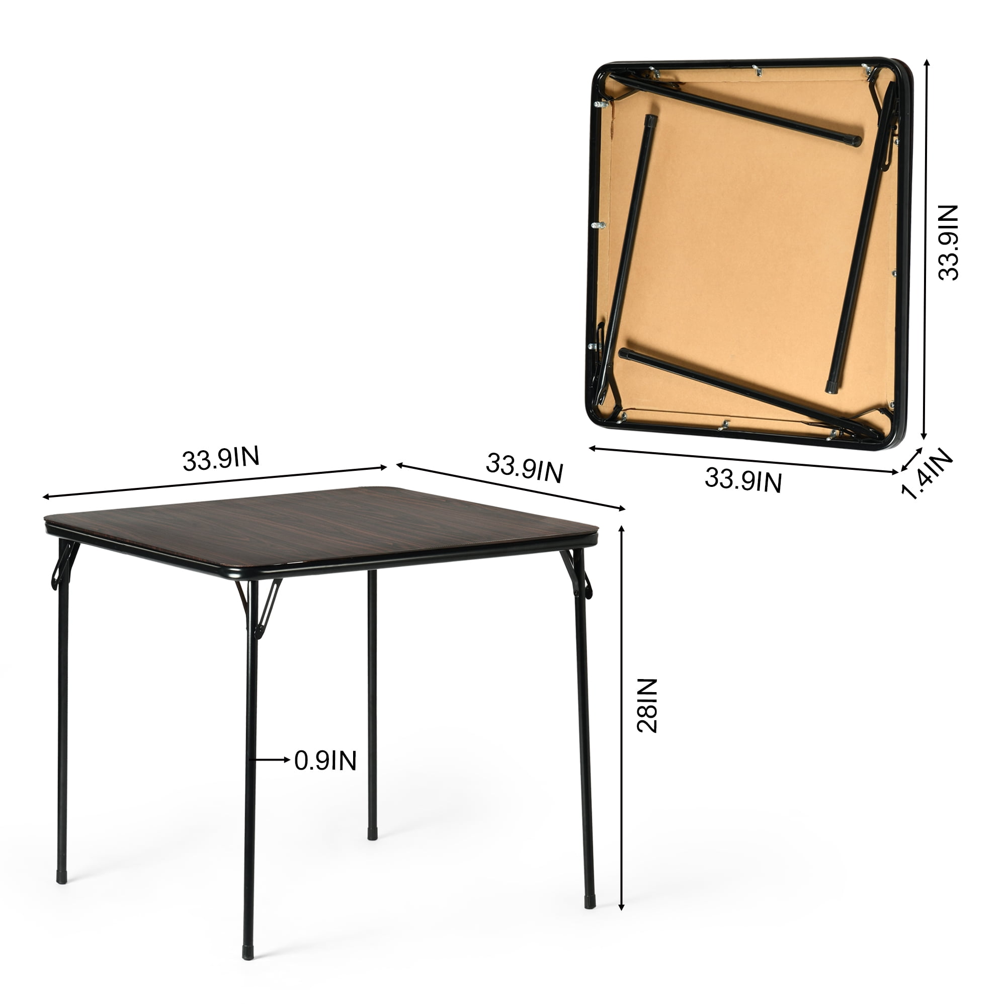 Homy Casa Portable Picnic Table, 34" Square Camping Table for Indoor/Outdoor Use, Walnut