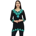 thumbnail image 5 of Phagun Women's Black Georgette Tunic Aari Work Long Sleeve Casual Ethnic Top-20, 5 of 8