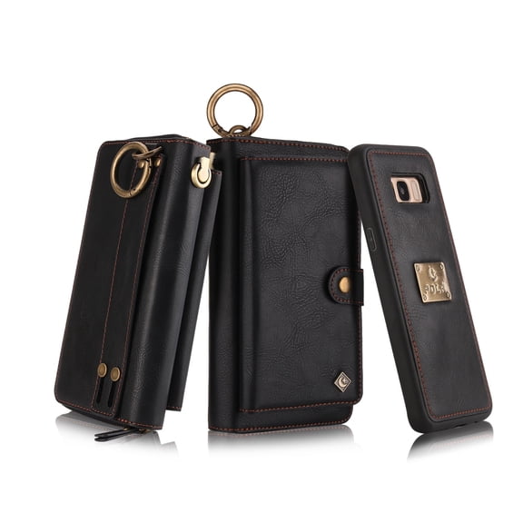 Galaxy S8 Plus Wallet Case, Allytech Girls Women Magnets Detachable Zipper Wallet Case Cover PU Leather Folio Flip Holster Carrying Case Card Holder for Samsung Galaxy S8 Plus, Black