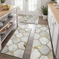 thumbnail image 2 of White Gray Gold Leaf Marble Pattern Kitchen Rugs Sets Of 3,Kitchen Runner Rugs Non Skid Washable,Decorative Kitchen Floor Mats for Kitchen,Sink,Laundry,17"x30"+ 17"x47" + 17"x59", 2 of 6