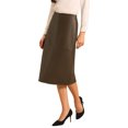 thumbnail image 4 of INSPIRE CHIC Women's Faux Leather Skirt PU High Waist Business Casual Knee Length Skirts XL Brown, 4 of 4