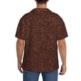 thumbnail image 3 of Honeii Dark Brown Glitter for Men's Short-Sleeved Button-Up Collared Shirt Featuring A Pocket, Perfect for Beach Vacations, And Travel Adventures.-3X-Large, 3 of 5
