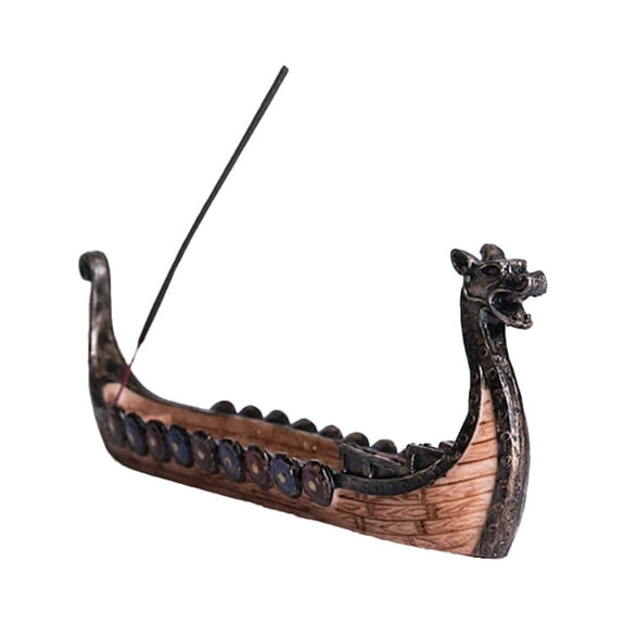 MLINS Dragon Boat Shaped Resin Incense Burner for Home Great Gift Idea Multi Color