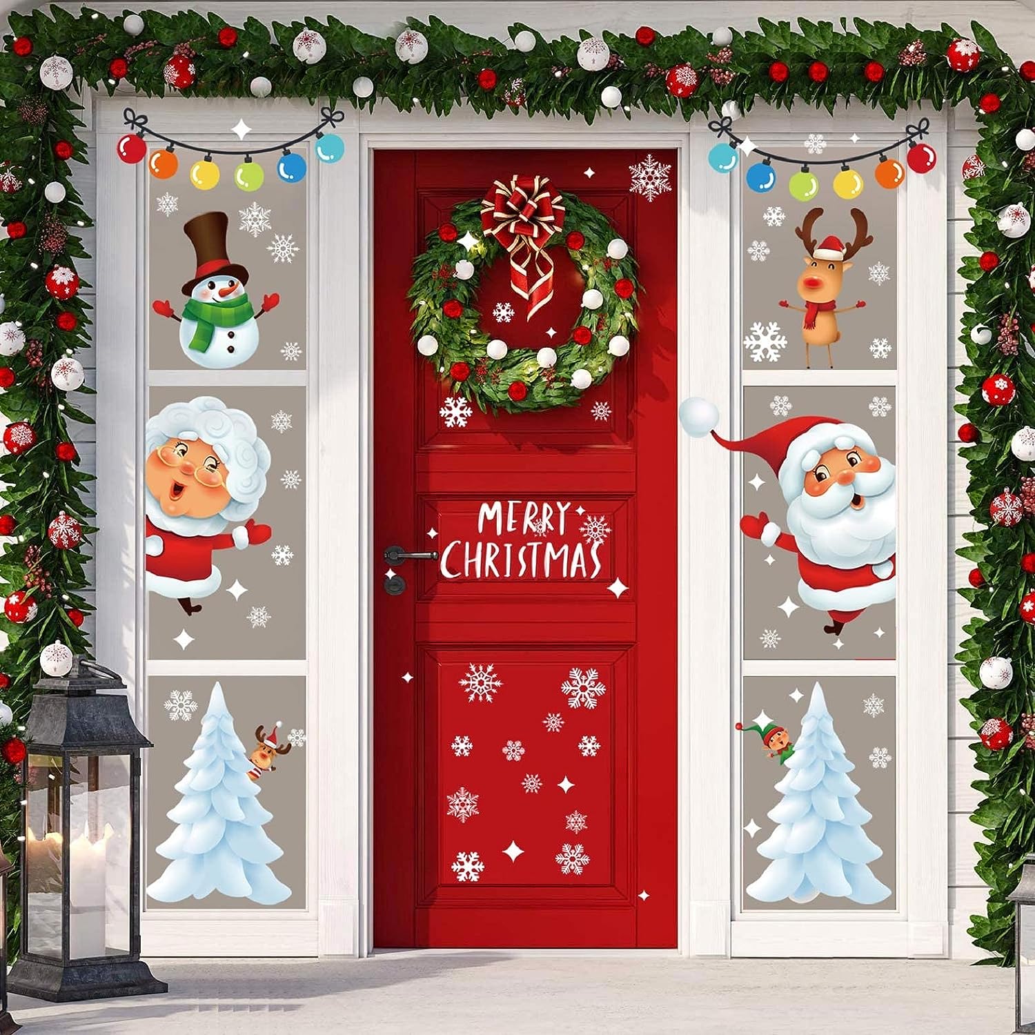 Autocollants De Noël Pour Fenêtre – Père Noël, Sapin, Flocons – Double Face Réutilisable – Déco Mur, Porte, Vitre