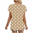thumbnail image 6 of VEKDONE Womens Polka Dot Print Tops Summer Short Sleeve V-Neck Tshirts Casual Loose Fit Lightweight Pullover Top Fashion Basic Tunics Beige L, 6 of 6