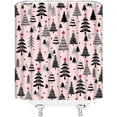 thumbnail image 3 of Christmas Tree Shower Curtain Sage Green Xmas Tree Pine Cartoon Winter Holiday Cute Bathroom Decor Curtain with Hooks,Pink,, 3 of 4