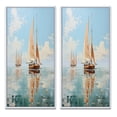 thumbnail image 2 of Designart "Minimalism Sailboat peaceful IV" Boat Sailing Framed Wall Art Set Of 2 - Multi-Color Transportation Framed Canvas Set For Living Room Decor, 2 of 7