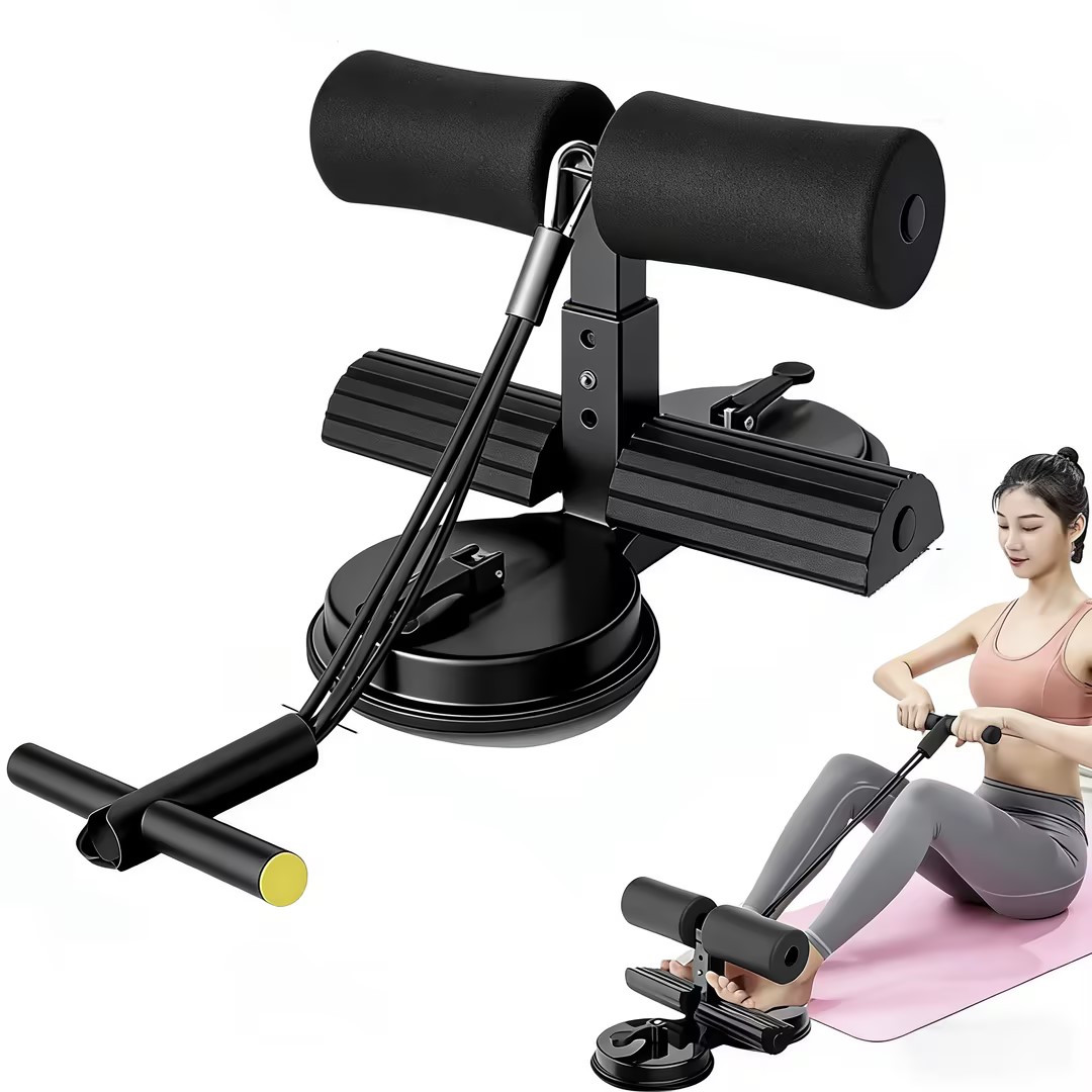 Abs Trainer Sit-Up Aid Bar with Strong Suction Cup, Portable Abdominal Exercise Equipment for Floor, Multifunctional Fitness Assistant for Sit-Ups, Pull-Ups & Core Strengthening