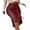 Wine Red, variant on Gureui Women´s Vintage Faux Leather Midi Skirt, Solid Color High Waist Button Trim Slit Irregular Hem Bodycon Pencil Skirt with Belt Streetwear