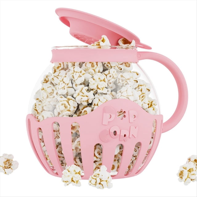Máquina para Hacer Palomitas Maíz, Bocadillos Microondas, Air Poppers, Tazón Maíz 2,25 Cuartos, Accesorios Cocina Borosilicato, Rosa