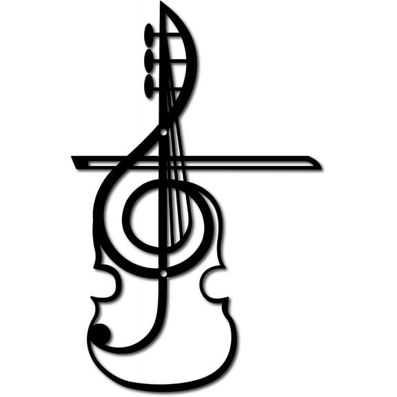 Music Notes Metal Wall Art Decor Musical Instruments Black Wall Signs Guitar Iron Hanging Metal Ornament Sculpture for Balcony Garden Home Living Room Decoration Outdoor Gifts 11.8x7.5Inch DIY
