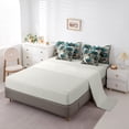 thumbnail image 5 of Manfei Retro Turqoise Flower Bedding Comforter Set 7 Pieces for Girls, Watercolor Floral, Gray Ombre Queen Sheet Sets, Microfiber Bedroom Decor, 5 of 8