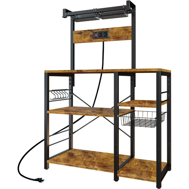 Topfurny Baker's Rack with Power Outlet, Coffee Station, Microwave Oven  Stand, Kitchen Shelf, Cart, 7-Tier Stand or Bar Table Organizer, for Spice
