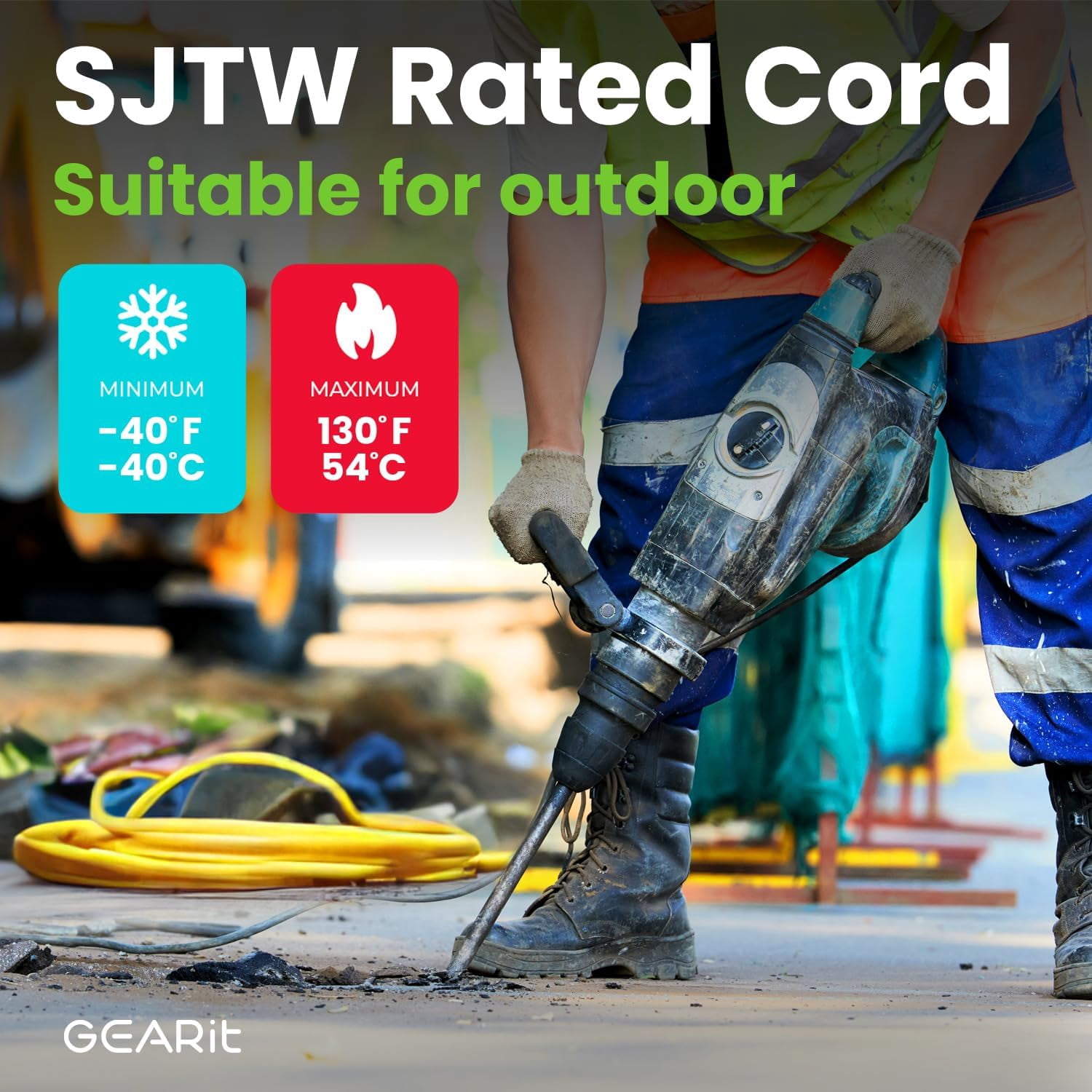 GearIT 10AWG Three Prong Outdoor Extension Cord, Heavy Duty, Indoor and Outdoor, Weather Resistant, 100 ft
