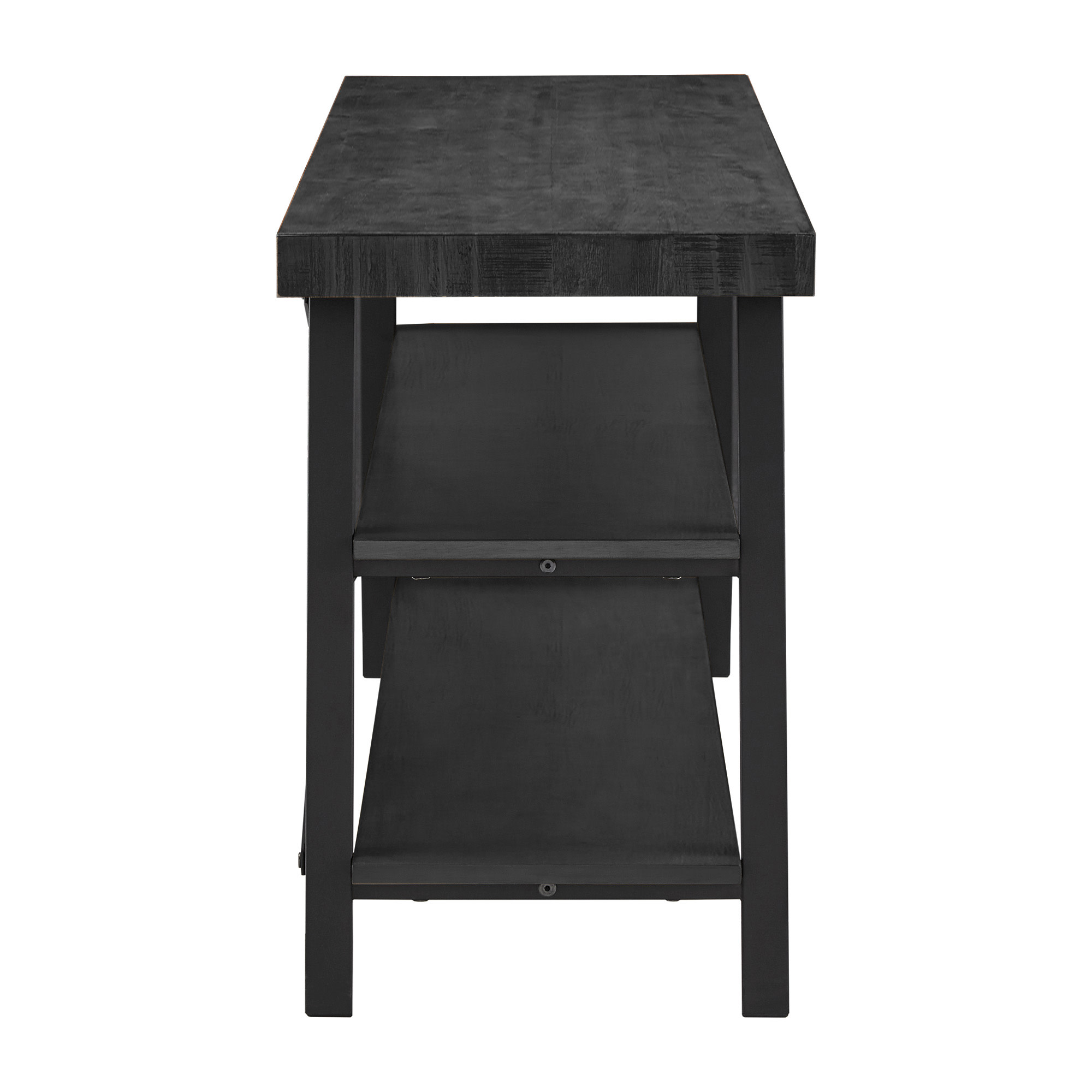 Weston Home Westyn Rustic X-Base Wood and Metal TV Stand for TVs up to 65", Black Finish