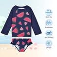 thumbnail image 3 of Zando Baby Girls Swimsuits 2 Piece Long Sleeve Rash Guard Set with Ruffle Cute Bathing Suits for Toddler UPF 50+ Sun Protection Quick Dry 3-8 Years, 3 of 7