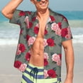 thumbnail image 5 of Lsque Rose Flowers pattern Hawaiian Shirt for Men, Unisex Summer Beach Casual Short Sleeve Button Down Shirts-XX-Large, 5 of 9